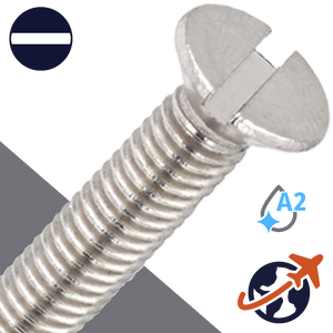 M6X1.0 Slotted Flat Head - A2 Stainless DIN 963