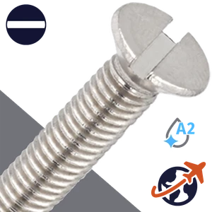 M8X1.25 Slotted Flat Head - A2 Stainless DIN 963