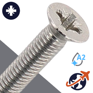 M6X1.0 Pozidrive Flat Head - A2 Stainless DIN 965-PZ