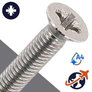 M2.5X0.45 Pozidrive Flat Head - A4 Stainless DIN 965-PZ