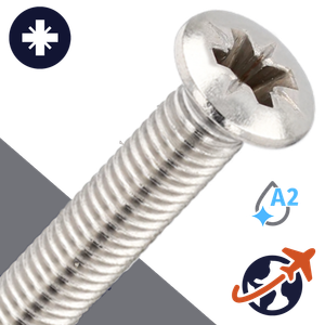 M6X1.0 Pozidrive Oval Head - A2 Stainless DIN 966-PZ