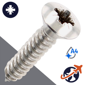 M4.8 Pozidrive Oval Tapping - A4 Stainless DIN 7983-C