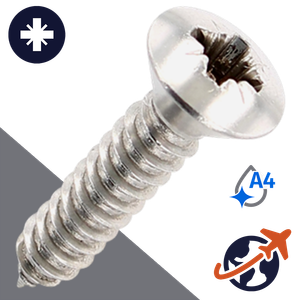 M2.2 Pozidrive Oval Tapping - A4 Stainless DIN 7983-C