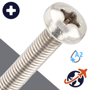 M3X0.5 Phillips Pan Head - A2 Stainless DIN 7985