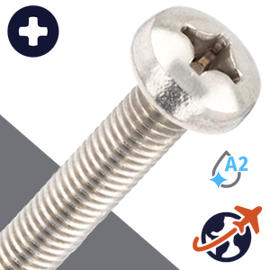 M6X1.0 Phillips Pan Head - A2 Stainless DIN 7985