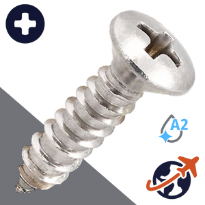 M6.3 Phillips Oval Tapping - A2 Stainless DIN 7983-C