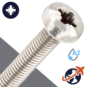 M1.6X0.35 Pozidrive Pan Head - A2 Stainless DIN 7985-PZ
