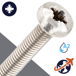 M2X0.4 Pozidrive Pan Head - A2 Stainless DIN 7985-PZ