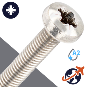 M5X0.8 Pozidrive Pan Head - A2 Stainless DIN 7985-PZ