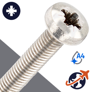 M4X0.7 Pozidrive Pan Head - A4 Stainless DIN 7985-PZ