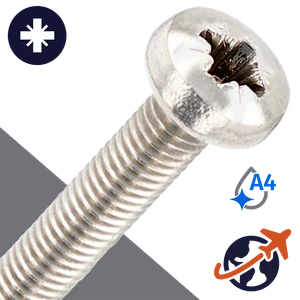 M6X1.0 Pozidrive Pan Head - A4 Stainless DIN 7985-PZ