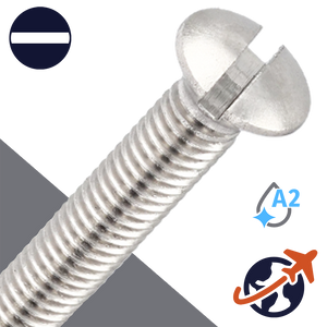 M8X1.25 Slotted Oval Head - A2 Stainless DIN 964