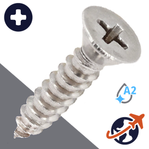 M4.8 Phillips Flat Tapping - A2 Stainless DIN 7982-C