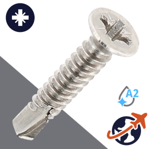 M3.5 Pozidrive Flat Self Drilling - A2 Stainless DIN 7504-O