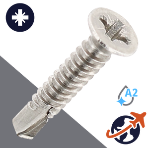 M4.8 Pozidrive Flat Self Drilling - A2 Stainless DIN 7504-O