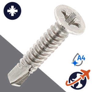 M3.9 Pozidrive Flat Self Drilling - A4 Stainless DIN 7504-O
