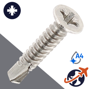 M4.2 Pozidrive Flat Self Drilling - A4 Stainless DIN 7504-O