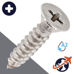 M3.9 Phillips Flat Tapping - A2 Stainless DIN 7982-C