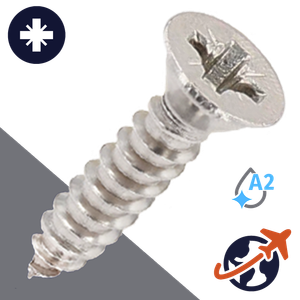 M4.8 Pozidrive Flat Tapping - A2 Stainless DIN 7982-C