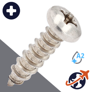 M3.9 Phillips Pan Tapping - A2 Stainless DIN 7981-C