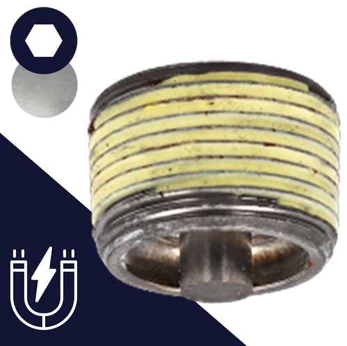 M24X1.5 Taper Plug + Magnet,OEM / Yellow Loctite,Part# DP24X1.5TMAG