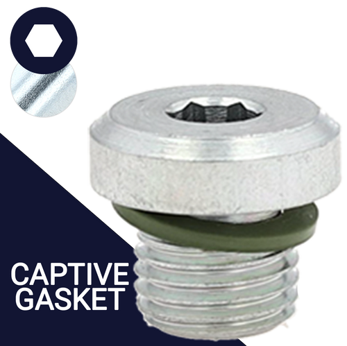 Steel Allen Socket Drain Plug with Captive Seal, Zinc Plated