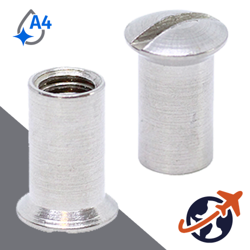 Oval Head Sleeve Nut,Slotted Drive,A4 Stainless Steel