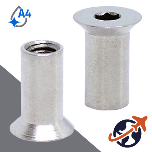 A4 Stainless Sleeve Nut Flat Head