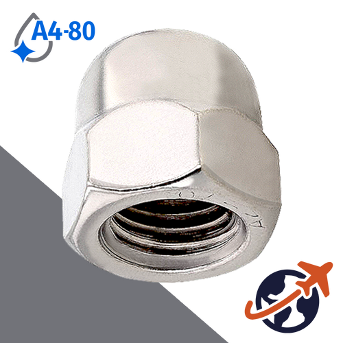 Acorn Nut Fine Thread,DIN 1587,A4-80 Stainless Steel