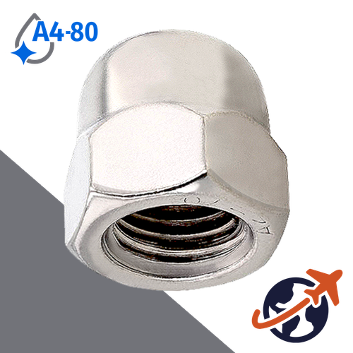 Acorn Nut Fine Thread,DIN 1587,A4-80 Stainless Steel