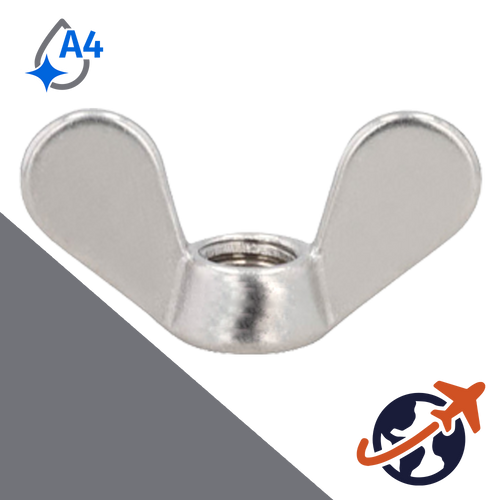 A4 Stainless Wing Nut Rounded Style DIN 315