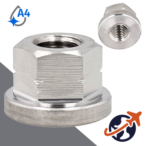 Tall Collar Flange Nut,DIN 6331 Smooth Bottom,A4 Stainless Steel