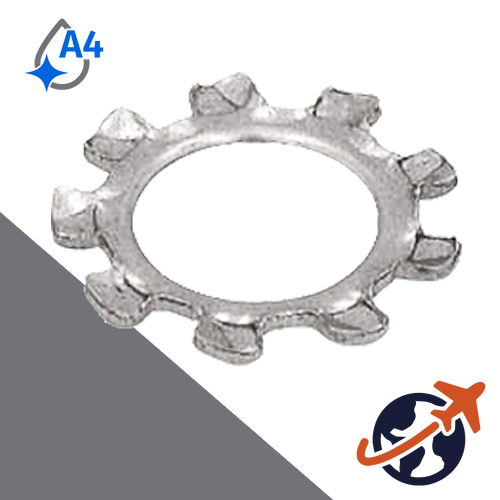 Toothed Star Lock Washer,DIN 6797 A,A4 Stainless Steel