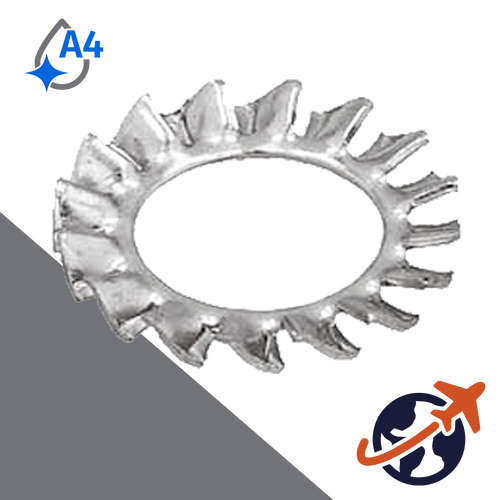 External Serrated Star Lock Washer - A4 Stainless DIN 6798-A