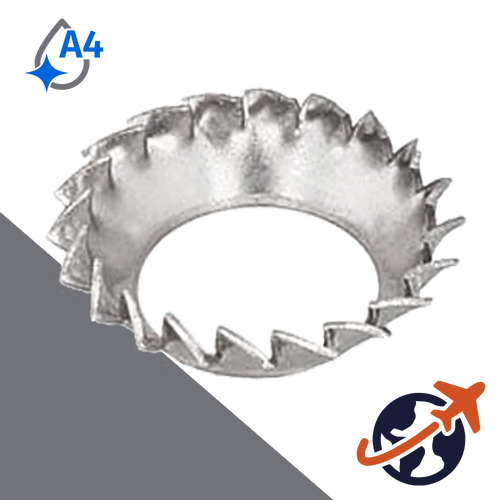 External Serrated Cup Star Lock Washer - A4 Stainless DIN 6798-V