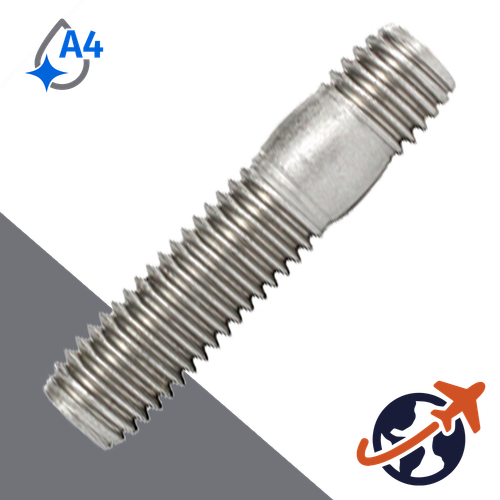 M10 Double Ended Stud,DIN 939,A4 Stainless Steel