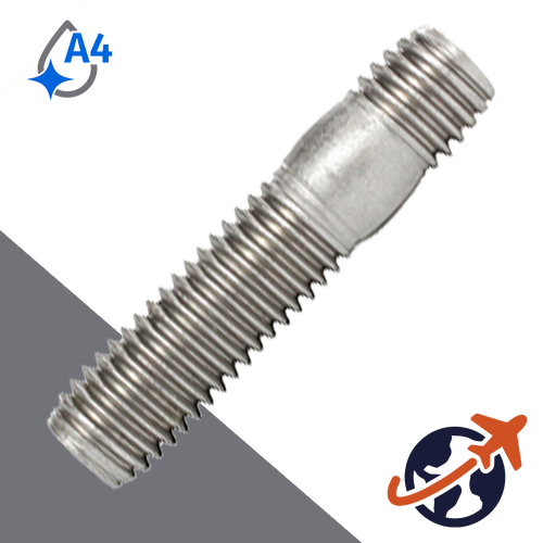 M10 Double Ended Stud,DIN 939,A4 Stainless Steel