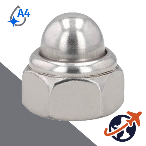 Acorn Nylon Locking Nut - A4 Stainless DIN 986