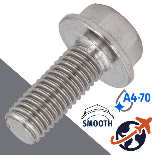 M10X1.5 Flange Bolt,A4-70 Marine Stainless,DIN 6921