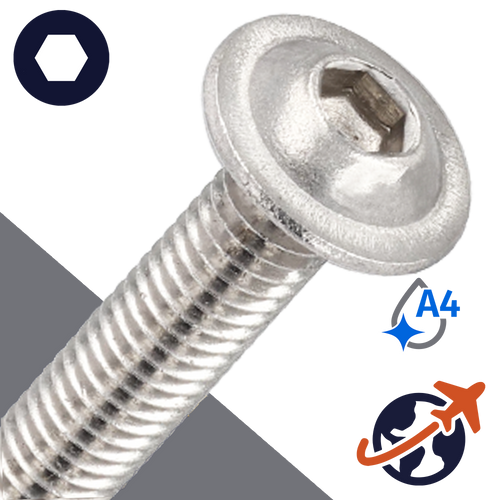 M8X1.25 Flange Button Head Screw - A4 Stainless ISO 7380-2