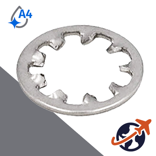 Toothed Star Lock Washer,DIN 6797 J,A4 Stainless Steel
