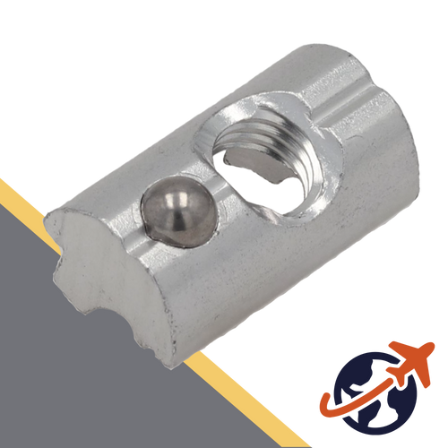 T-Slot Nut,with Spring Ball,Stainless Steel + Aluminum