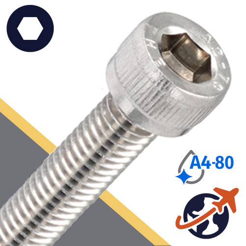 M10X1.5 Socket Head,A4-80 Marine Stainless,ISO 4762 / DIN 912