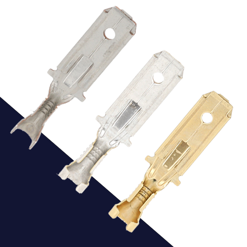 6.3mm Male Spade TAB,Double Crimp,Uninsulated