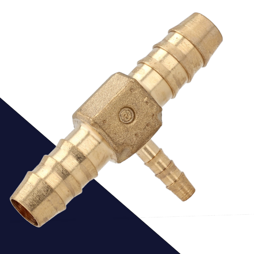 Brass Reducing Tee,For Polyamid Hose,M10 to M4 + M6 to M4