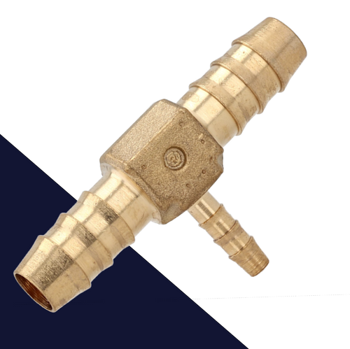 Brass Reducing Tee,For Polyamid Hose,M10 to M4 + M6 to M4