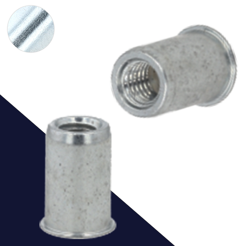 1/4-20" Smooth Round,Rivet Insert Nut,Steel
