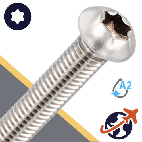 M12X1.75 Torx Button Head Cap Screw - A2 Stainless ISO 7380-1 TX