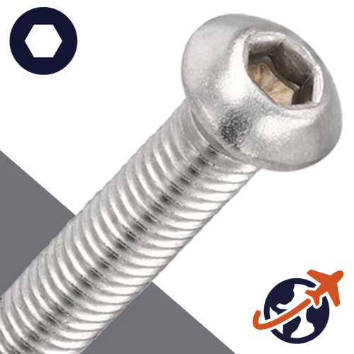 M12X1.75 Button Head Cap Screw - A2 Stainless ISO 7380-1