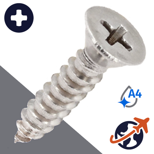 M2.2 Flat Phillips Tapping,DIN 7982-C,A4 Stainless Steel